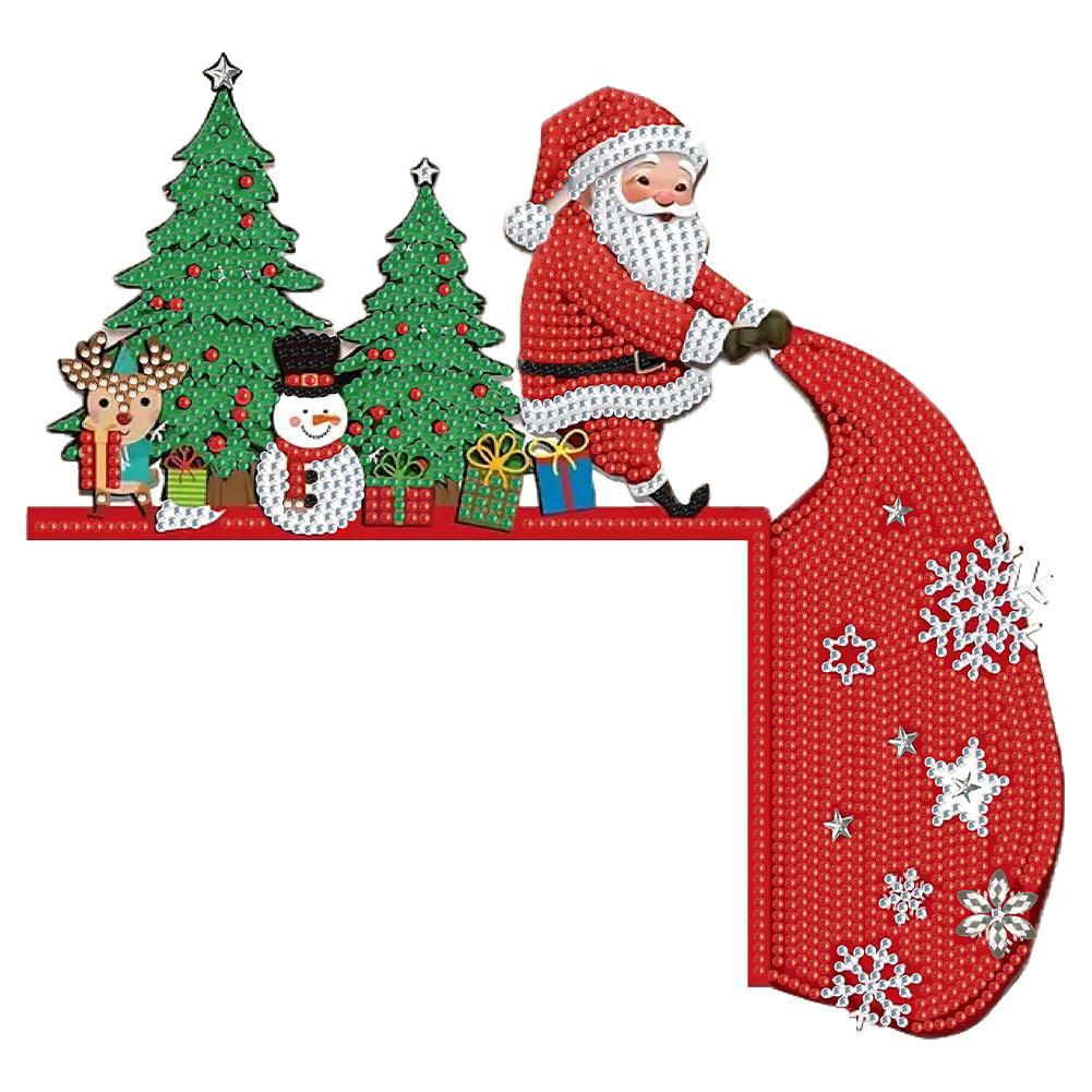 Сделай сам Рождественские подвески на углы дверей в технике алмазной мозаики, Набор для алмазной живописи, Подвесной декор для дверной рамы, Декоративный ПВХ кулон для двери для домашнего интерьера