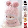 Fall Winter Children Hat Knitted Thick Warm Soft Fur Ball Decor High Elasticity