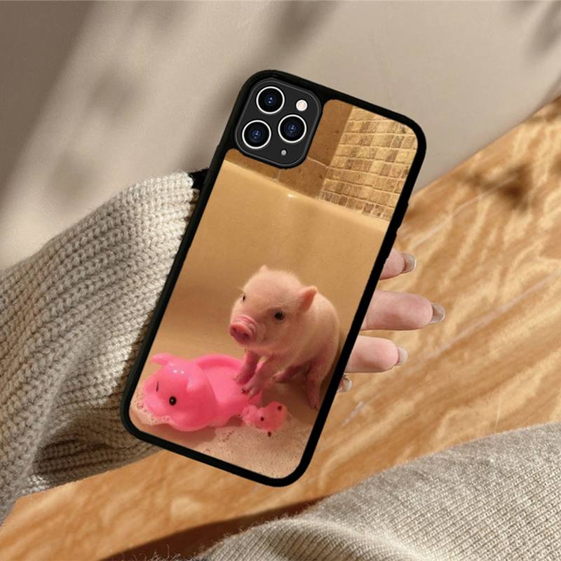 Cute Pig Phone Case Silicone PC+TPU Case for iPhone 11 12 13 Pro Max 8 7 6 Plus X SE XR Hard Fundas
