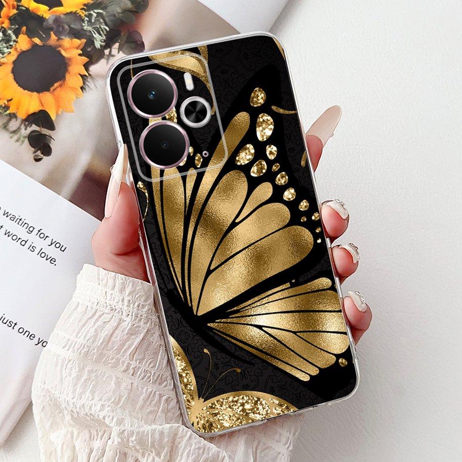Чехол для Realme 14 5G Чехол-бампер Realme 14T RMX5078 RMX5075 Ударопрочный Силиконовый Мягкий ТПУ Цветочный Бампер Для Realme14 14 T Корпуса Телефона