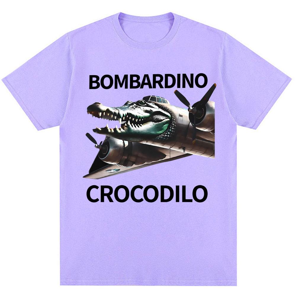 Bombardiro Crocodilo Funny Italian Brainrot Meme T Shirt Humor Fashion Hip Hop Men Women T Shirts Oversized Cotton Casual Tees