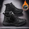 Классические зимние мужские ботинки из натуральной кожи, плюшевые теплые мужские зимние сапоги, непромокаемые уличные мужские рабочие ботинки в римском стиле, мужские мотоциклетные ботинки