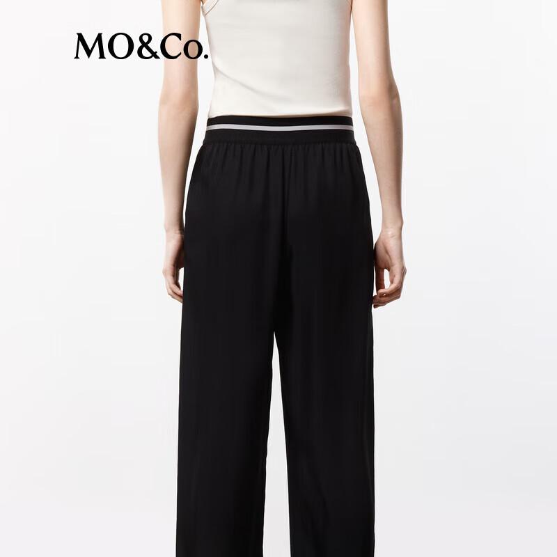 MO&Co. Cooling Triacetate Elastic High Waist Wide Leg Trousers