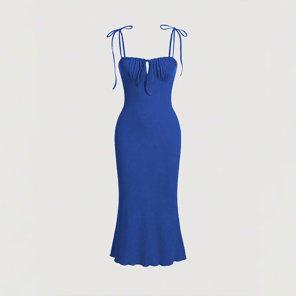 Новый стиль Ins, 2025 европейский и американский, Сексуальная завязка на шнурке, Приталенный крой, Облегающая бедра юбка-годе, Фасон на бретелях, Платье