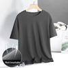 Men's Quick-Dry Gray Ice Silk Mesh Short-Sleeve T-Shirt, Breathable and Trendy Round Neck for Sports