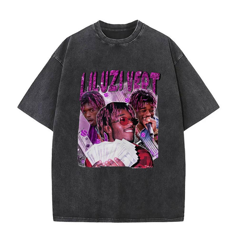 Рэпер Lil Uzi Vert Розовая Лента Винтажная Стиранная Футболка Мужская Женская Хип-Хоп Мода Поп Музыка Футболки Мужская Хлопковая Оверсайз Футболка
