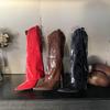 Осень-зима 2025 новые остроносые глянцевые V-образные ботфорты на высоком каблуке, модные европейские и американские ботинки на тонком каблуке, высокие ботфорты-рыцари