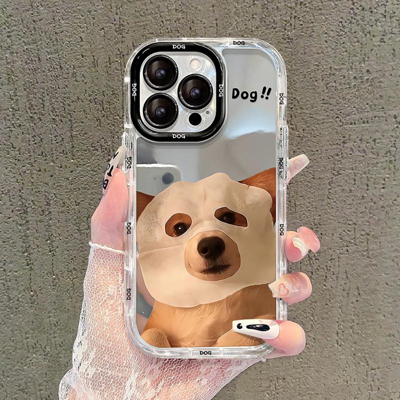 Applicable To Apple 15 Mobile Phone Case Iphone14 Funny Facial Mask Cat 13 Mirror 12pro Full-inclusive Lens Xs/xr