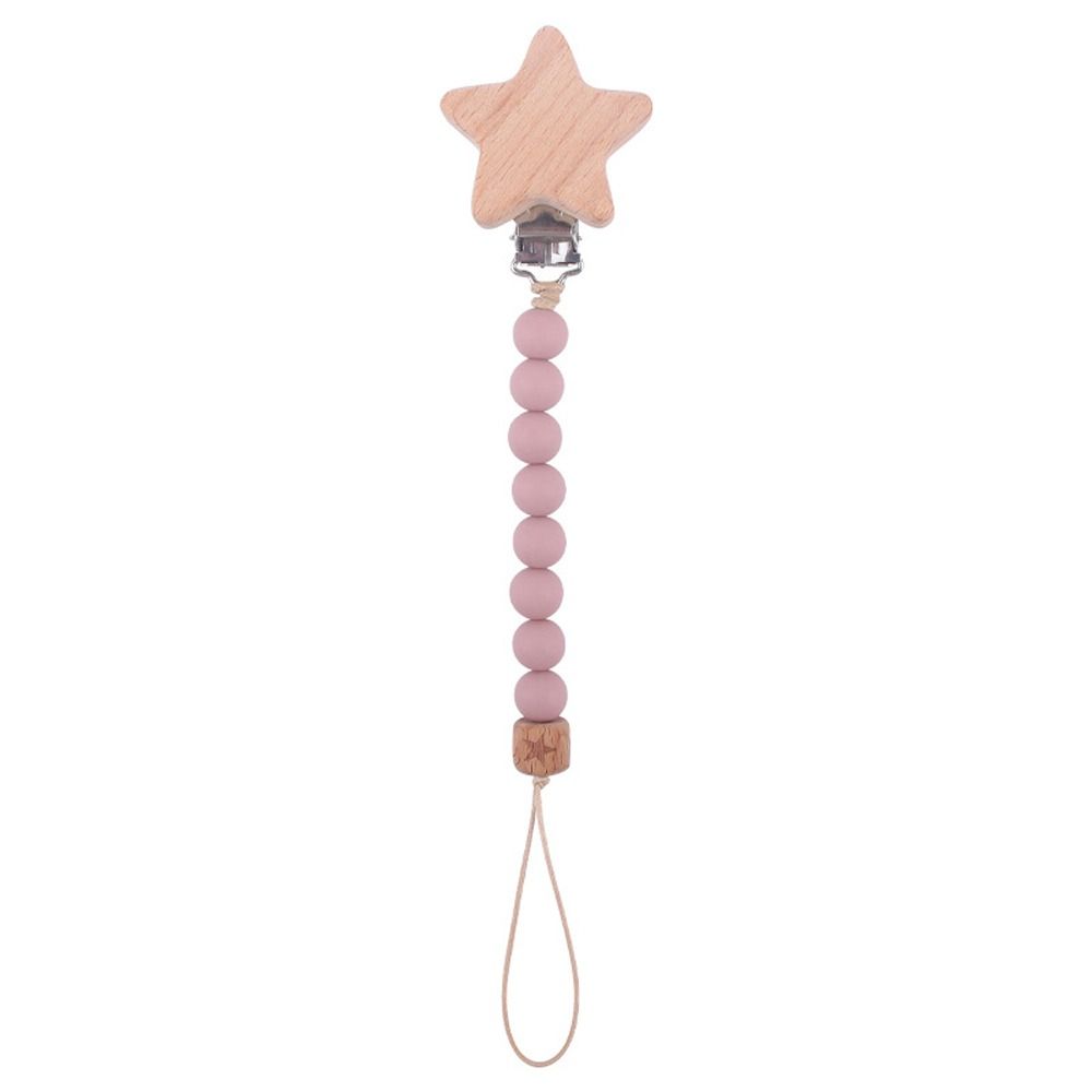 1 Pc Useful Safety Baby Pacifier Chain Beech Wood Star Beads Anti-drop Soft Nipple Bracket Holder Toddler Toys Holder