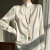 2024 Spring/Summer Women's Chinese Style Satin Jacquard Stand Collar Shirt