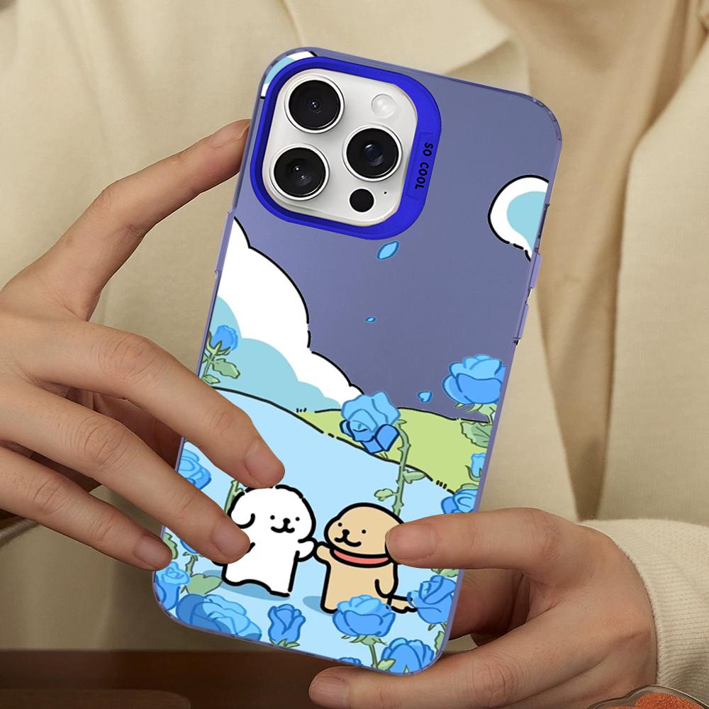 Мультяшный Собачий Силуэт Чехол Для Телефона Для IPhone 16 15 14 13 12 11 Pro Max X XR XSMAX 8 7 Plus Матовый Противоударный Задний Чехол
