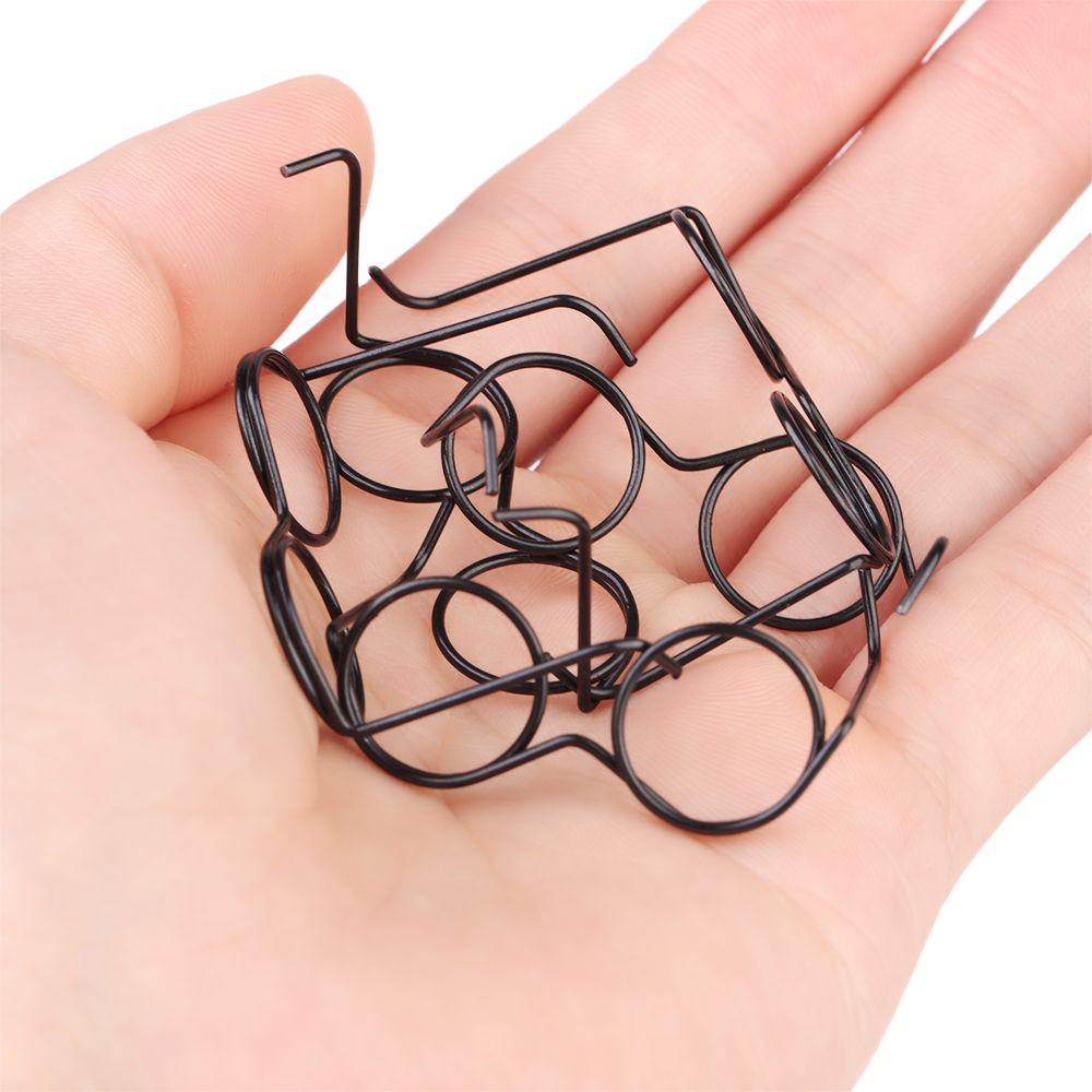 5 шт. Детские игрушечные очки из сплава, милые, с круглой оправой, для кукол, черные, без линз