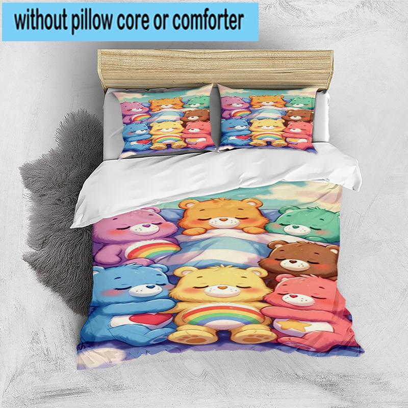 3PCS Rainbow Bears 3pcs Bedding,Including 3PCS Duvet Cover And 2pcs Pillowcases Perfect for Christmas,Ideal for Bedroom, Dormitory