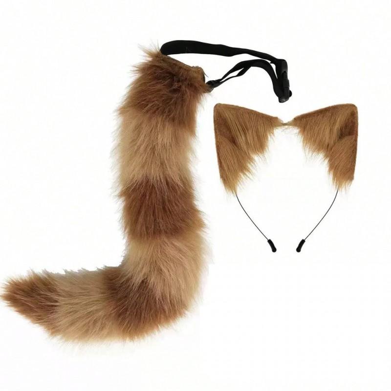 Cat Ear Headband With Tail Collar Set Cosplay Costume Accessory Anime Girl Party Outfit