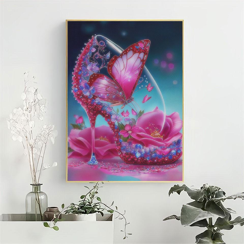 5D DIY Алмазная картина Бабочка и обувь Рукоделие для украшения дома Мозаика ручной работы 30x40 см/12x16 дюймов
