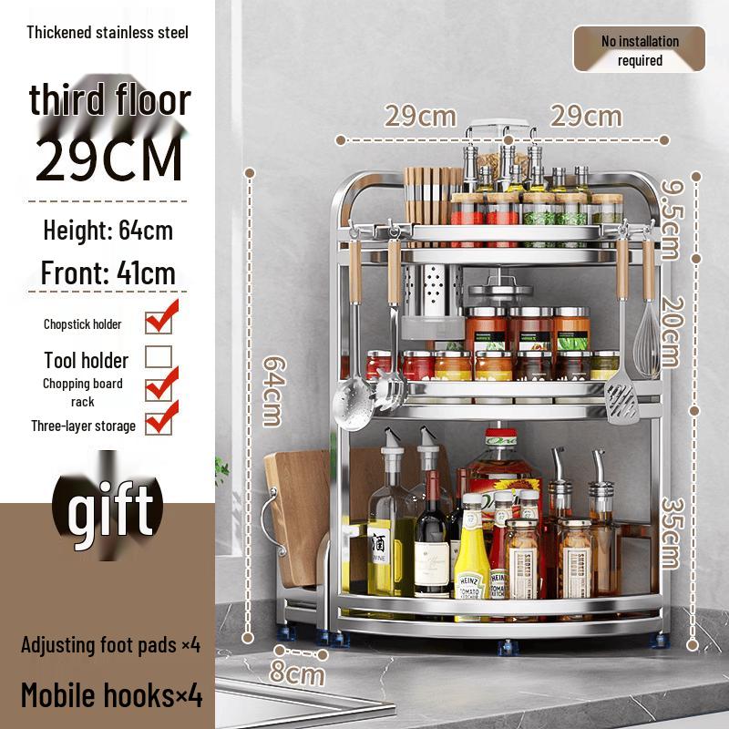 Handton 3-Tier Stainless Steel Corner Kitchen Storage Rack