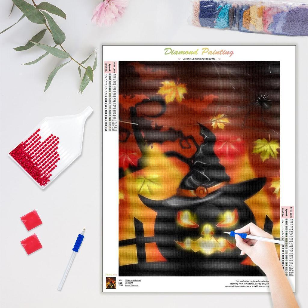 5D DIY Алмазная картина Хэллоуин Тыква Алмазная вышивка Летучая мышь Мозаика Украшение дома 30x40 см/12x16 дюймов