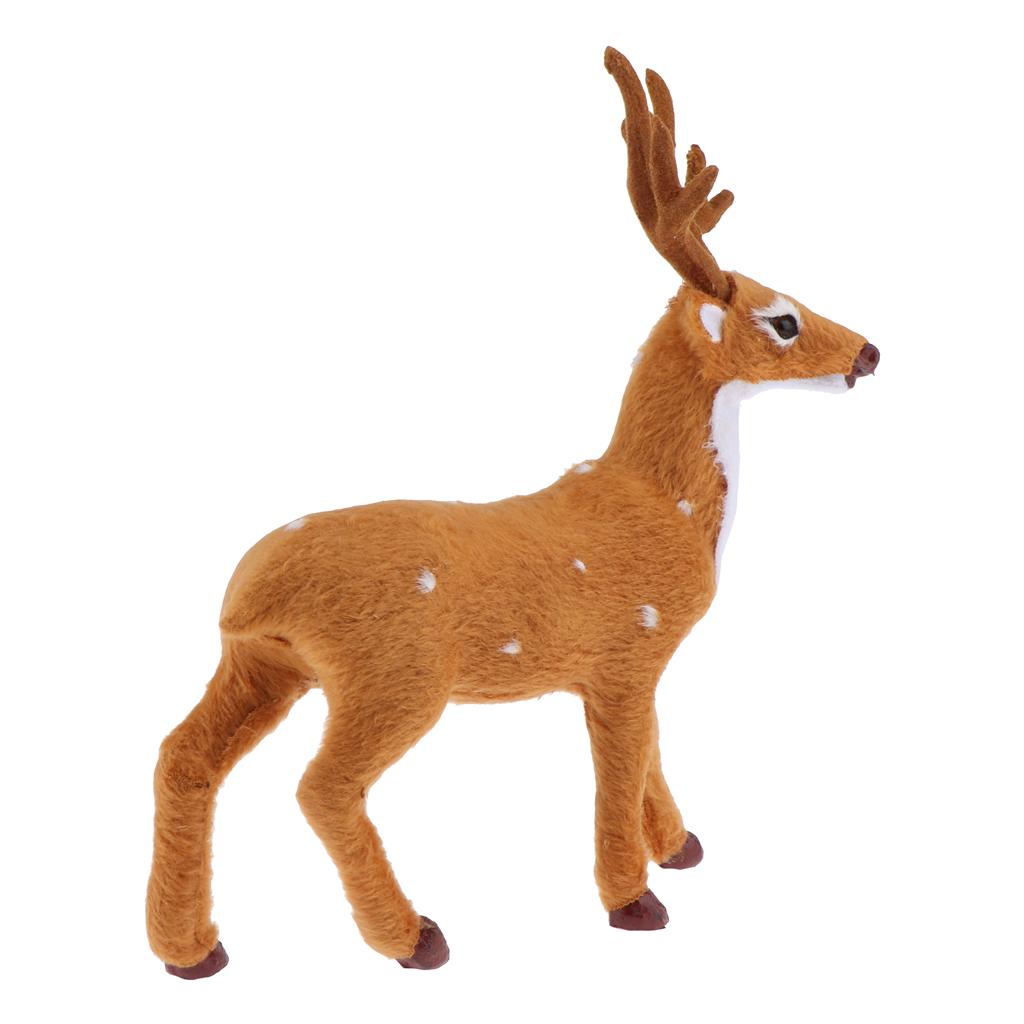 Deer Toy Figurine Fabric Simulation Animal Sculpture Christmas Reindeer Decoration Outdoor Garden Statue for Home Decor