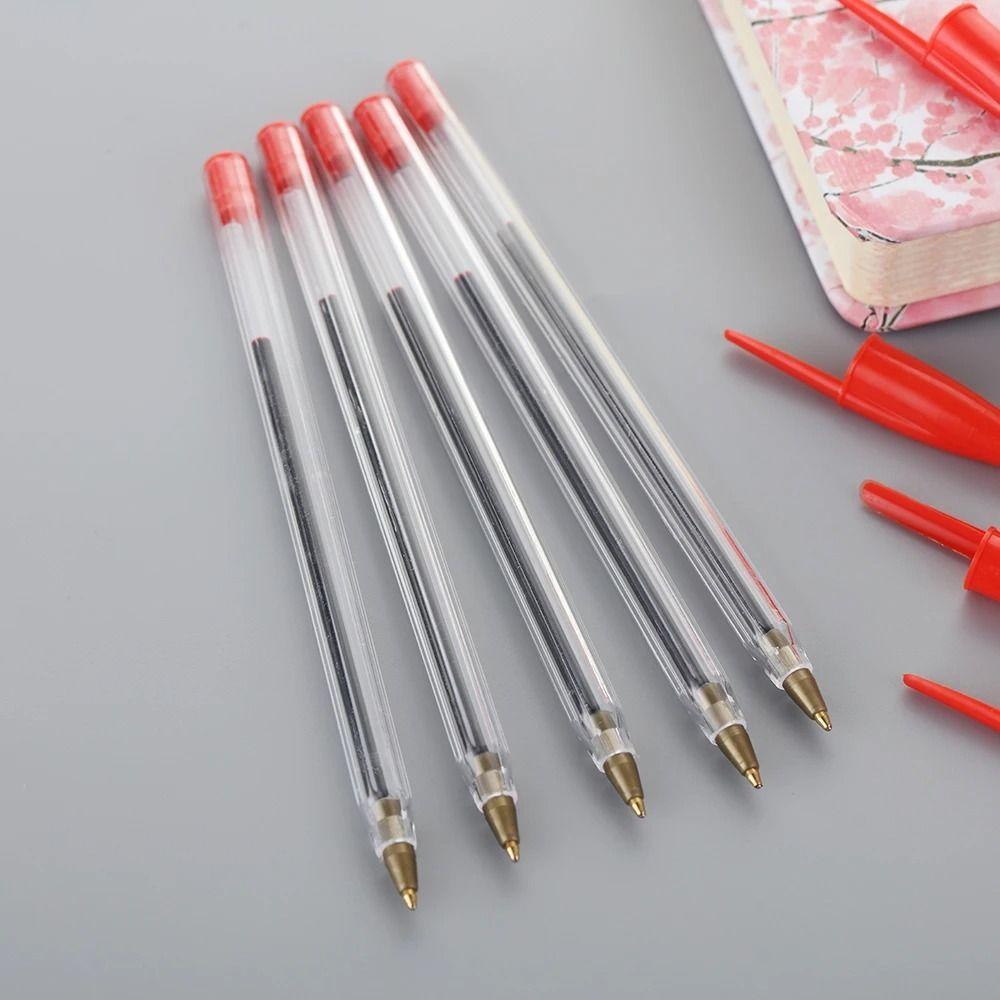 5PCS Quick-drying Ballpoint Pen Black/Blue/Red Ink Signature Pens Simple Neutral Pen Student Test