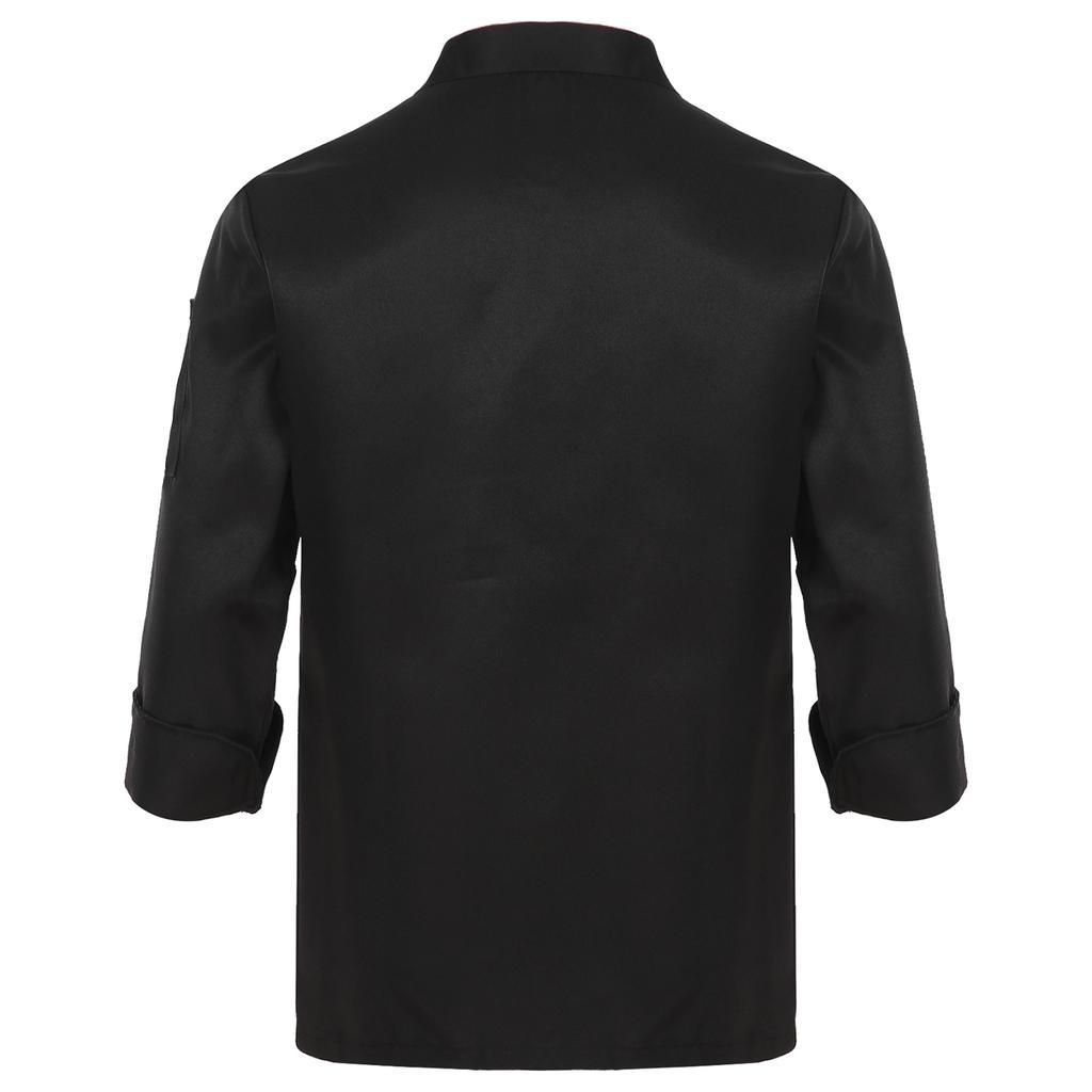 Mens Womens Unisex Chef Coat Double Breasted Design Contrast Color Trimming Cook Jacket Kitchen Uniform