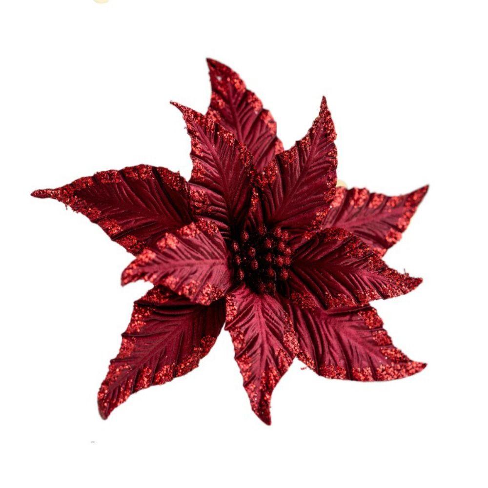 Блестящий имитация рождественского цветка, аксессуары для рождественской елки ручной работы, макет мероприятия