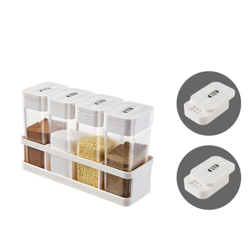 4Pcs/set BPA Free Spice Jars Sliding Open Seasoning Box Set Spice Dispenser  Kitchen Organizer Box