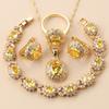 Дубайские роскошные позолоченные циркониевые наборы украшений с клипсами-серьгами с маркировкой и ожерельем, свадебный костюм для женщин, подарочная коробка
