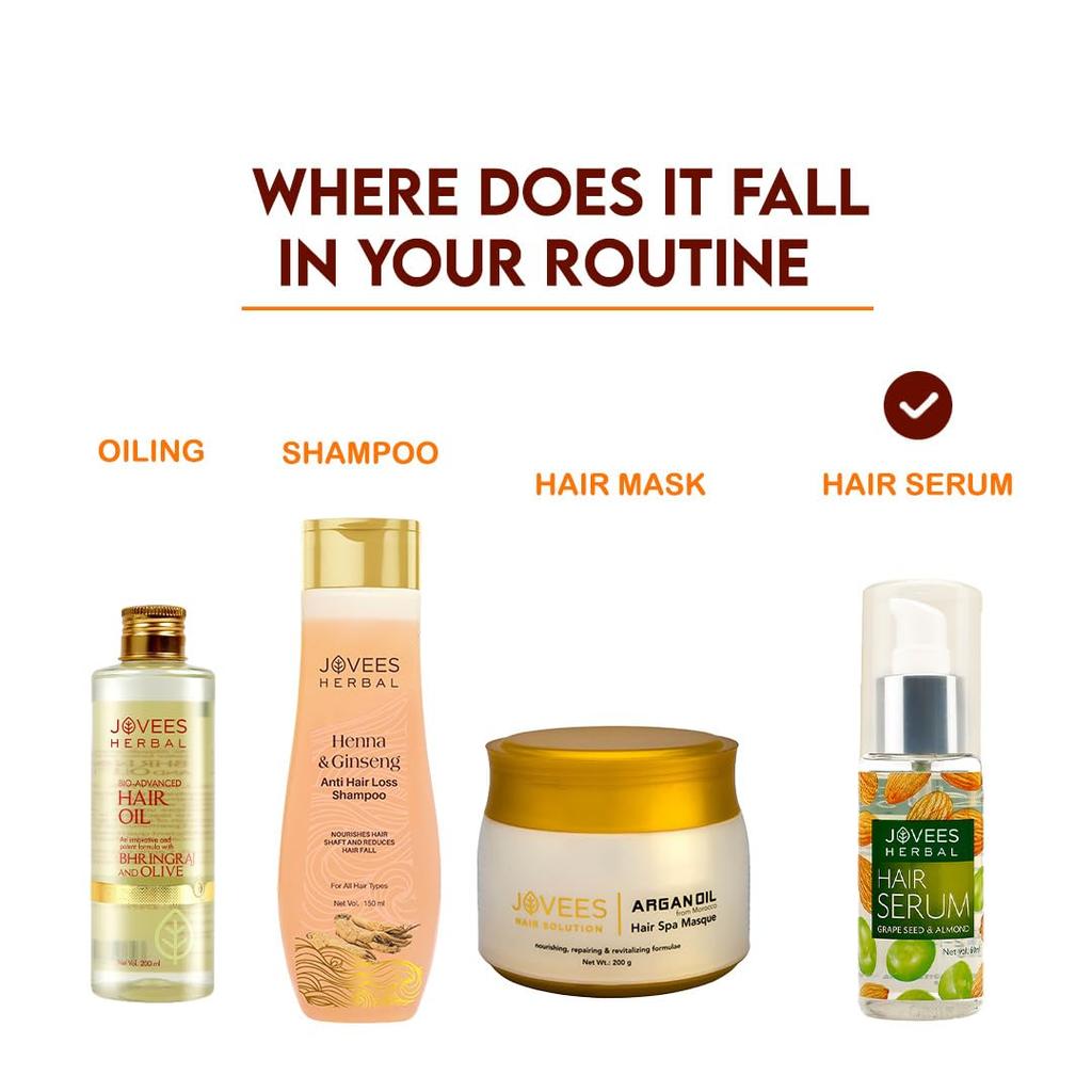 Jovees Herbal Hair Serum 60ml For Frizz Control & Shine Boost Lightweight Non-Sticky Hair Treatment For All Hair Types