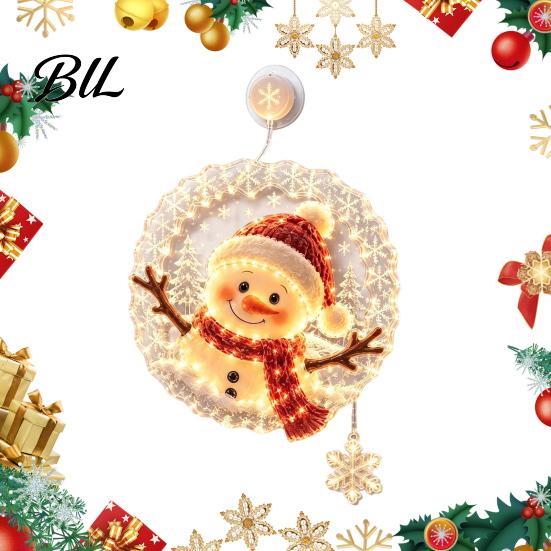 Festive Window Decoration Christmas Suction Cup Light, Santa Claus Xmas Tree Decorative Lamp Snowman Glass Ornament, Holiday Party Acrylic Hanging