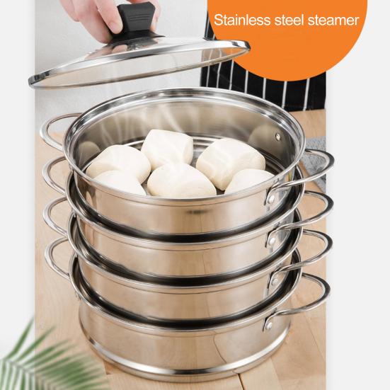 With Handle Food Steamer Multiple Layers Useful Stainless Steel Dumpling Steamer