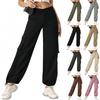 Women's High Waisted Multi Pocket Workwear Sports Pants With Adjustable Legs Loose And Comfortable Workwear Pants