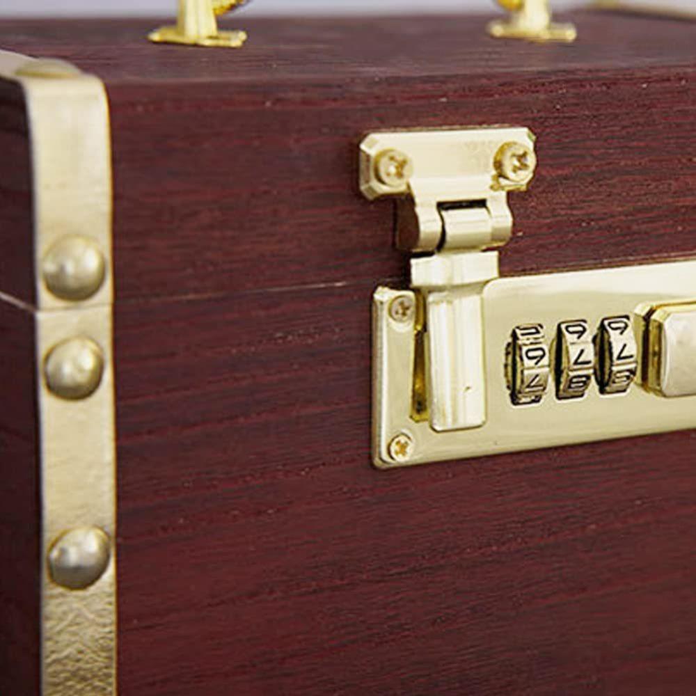Money Jar Treasure Storage Box Vintage Style Wooden Treasure Chest Box New Piggy Bank Organizer