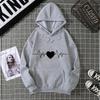 2025 Girls Autumn Long Sleeve Casual Cute LOVE Printed Kangaroo Pocket Hooded Sweatshirt Harajuku Hip Hop Pullover Top