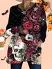 2025 Autumn Winter New Plus Size Women's Tops, Halloween 3D Print Fashion Crew Neck Long Sleeve T-Shirts