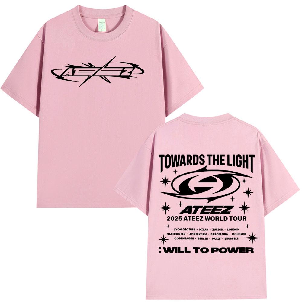 Корейский Kpop Ateez Мировой тур Towards The Light Will To Power Футболка Мужская Женская Летняя Повседневная Хлопковые Футболки Уличная Одежда