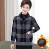 Женская одежда Осень Зима Бархатное утепленное пальто Клетчатая женская короткая куртка Стиль Свободный Большого размера Пальто