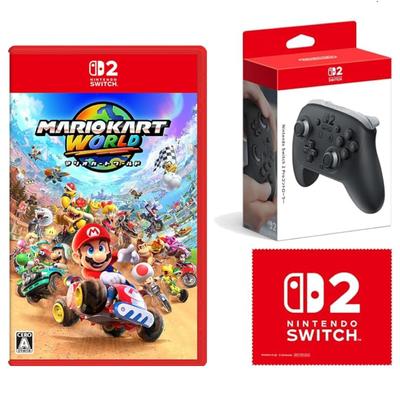 Mario Kart World Switch 2 Контроллер Nintendo Switch 2 Pro Дизайн логотипа Nintendo Switch 2 В комплекте ткань из микрофибры - + [Оригинальный Nintendo] Бонус