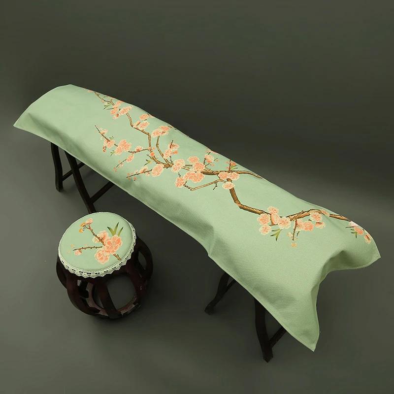 Chinese Ancient Style 163-165cm Elegant Guzheng Cover Dust Cover Edge Classical Literary Piano Organ Keyboard Furniture Cover
