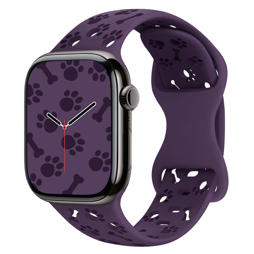 Suitable For Applewatch Apple S10 Generation Watch Iwatch987Se Hollow Dog Paw Bone Silicone Strap