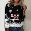 2025 Autumn & Winter Women's New Casual Crew Neck Long Sleeve Top 3D Christmas Pattern Ideal Halloween Christmas Gift