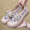 Fashion Spring and Autumn Women Flat Cloth Shoes Lace-up Round Toe Casual Shoes Comfortable and Breathable Outdoor Non-slip Sneakers