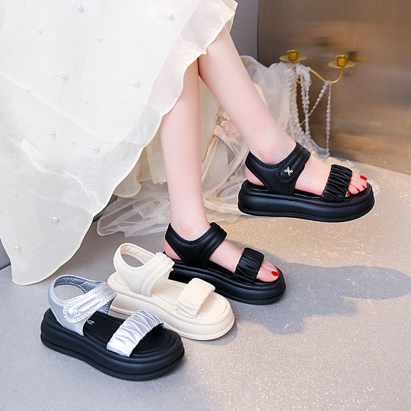 Sandals Women's Outer Wear 2025 Summer New Thick-soled Muffin Shoes with Skirts Flat-soled Roman Cool Slippers