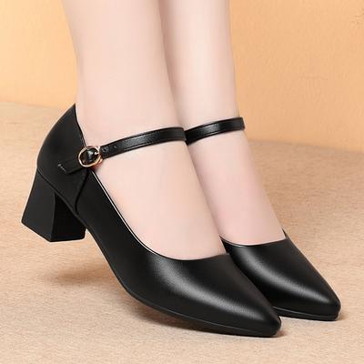 Стюардесса мягкая подошва пряжка на одно слово гостиничная рабочая обувь женская черная кожаная обувь мать танцует женская обувь одинарная обувь