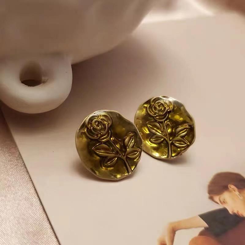 Серьги-пусеты S295 Серебряная роза - Трендовые 2022 Высококачественные Ретро Дворцовый стиль