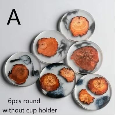 6 Pieces / Set Creative Resin Pine Coaster Heat Resistant Meal Mat Drink Mat Tea Coffee Coaster Waterproof And Antiskid