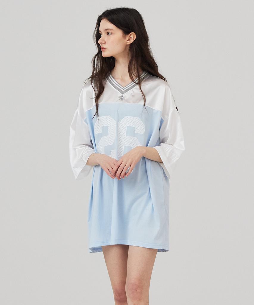 KITTY POTTERY 26 Block Oversized Short Sleeve T-Shirt Sky Blue