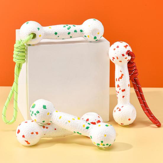 Interactive Pets Chew Toy Dumbbell Dog Toy Wear-resistant Rope Ball with Reflective Strips Dental Care Dog Toy