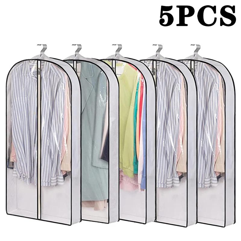 Clothes Dust Cover Storage Clothes Hanging Bag Household Transparent Waterproof Suit Cover Black Wraparound Washable Dust Cover