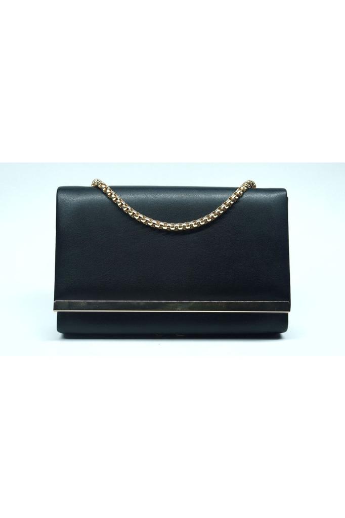 Women's Stylish and Useful Evening Dress Bag Women's Black Metal Lath Detailed Luxury Chain Shoulder Bag