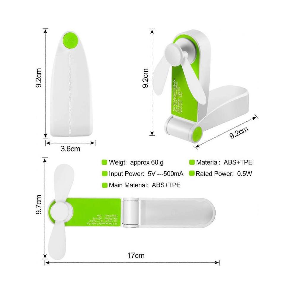 3 Pack Portable Pocket Fan Foldable Mini Handheld Fan USB Rechargeable Desk Fan